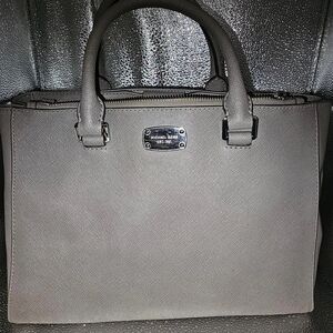 Michael Kors Gray Satchel Bag with Structured Design